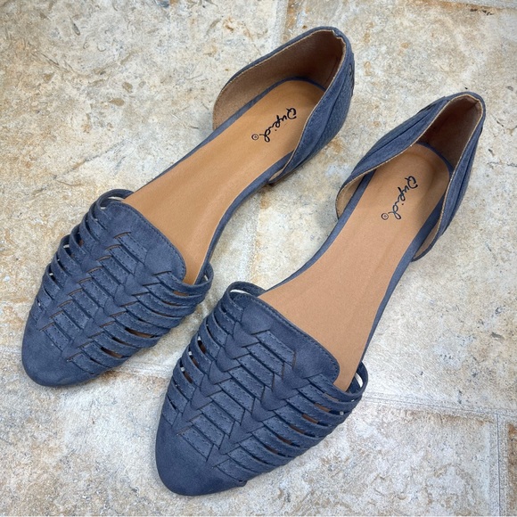 Quipd Buckle Gray Bohemian Western Southwestern Light Academia Wooden Flats 9 - Picture 4 of 13